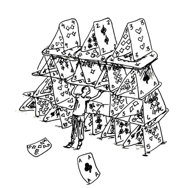 Gambling cartoon - house of cards