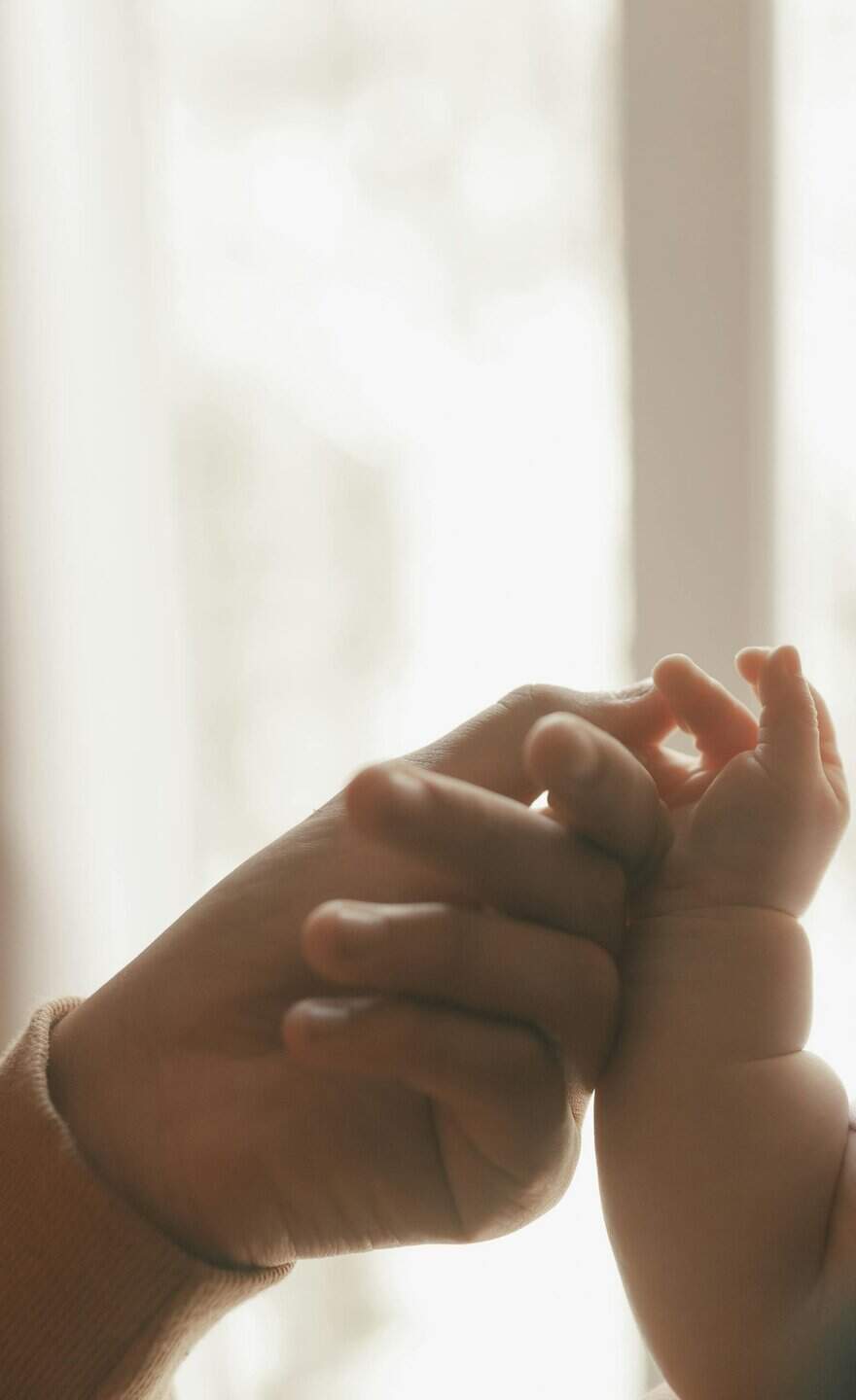 Close-up of an adult holding a baby's hand by Alexander Mass