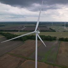 Close up of wind turbine by Mike Lewis