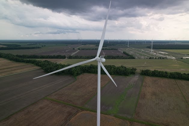 Close up of wind turbine by Mike Lewis
