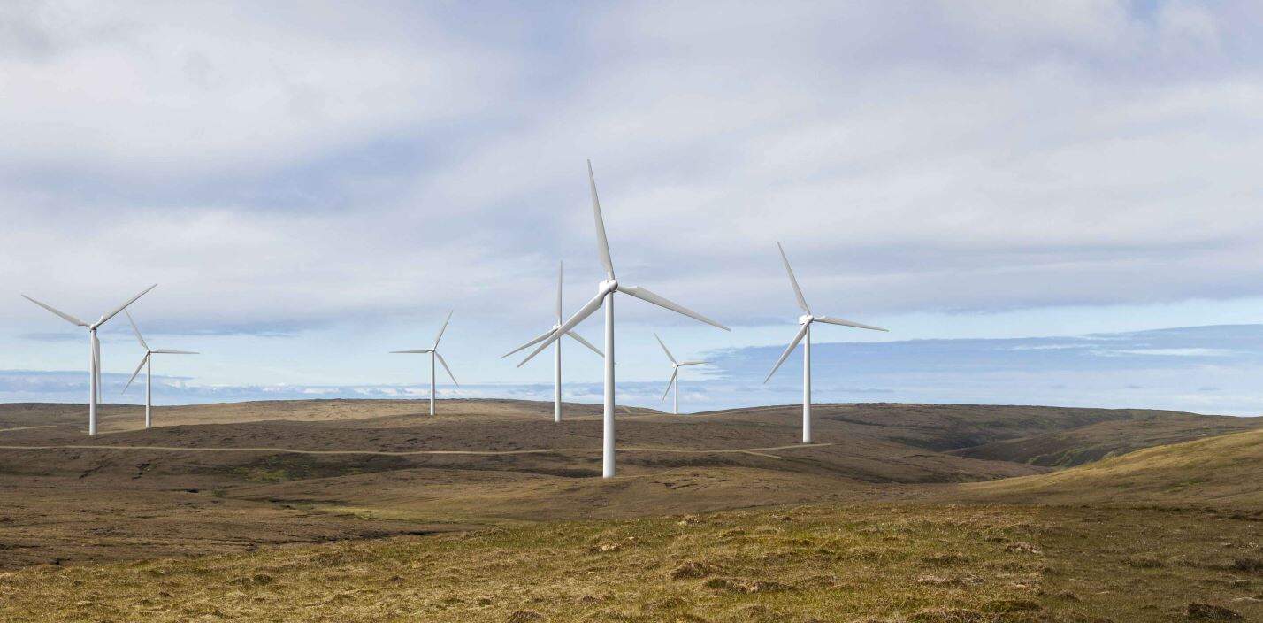 Norwegian company Statkraft plans to develop the 18-turbine Energy Isles wind farm in Yell. This image is a visualisation of what it could look like. Photo: Energy Isles